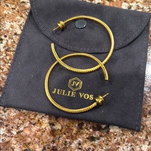 Julie Vos large hoop earrings, includes Julie Vos felt bag